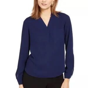 Banana Republic Navy V-Neck Long Sleeve Top – Size XS